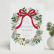 "Holiday Bow" - Holiday Cards in Candy Cane by Susan Moyal - Front