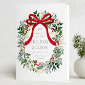 "Holiday Bow" - Holiday Cards in Candy Cane by Susan Moyal - Folded Card