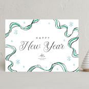 "ribbon drawing" - Holiday Cards in Turquoise by Cass Loh - Front