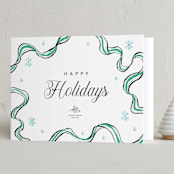 "ribbon drawing" - Holiday Cards in Turquoise by Cass Loh - Folded Card