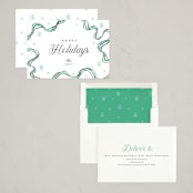 "ribbon drawing" - Holiday Cards in Turquoise by Cass Loh - Assembled
