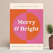 "Modern Retro Holiday" - Holiday Cards in Fuchsia by Nazia Hyder - Front