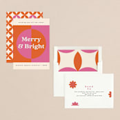 "Modern Retro Holiday" - Holiday Cards in Fuchsia by Nazia Hyder - Assembled