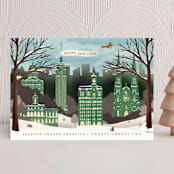 "Vintage New York Winter" - Holiday Cards in Pine by Becky Nimoy - Front