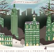 "Vintage New York Winter" - Holiday Cards in Pine by Becky Nimoy - Close-Up