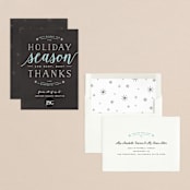 "Thankful Holiday Wishes" - Holiday Cards in Charcoal by Kelly Schmidt - Assembled