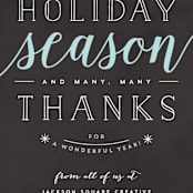"Thankful Holiday Wishes" - Holiday Cards in Charcoal by Kelly Schmidt - Close-Up