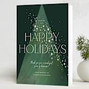 "Sparkling" - Holiday Cards in Pine by Paper Raven Co. - Folded Card