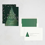 "Sparkling" - Holiday Cards in Pine by Paper Raven Co. - Assembled
