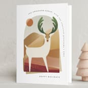 "Reindeer Holiday" - Holiday Cards in Wreath by Griffinbell Paper Co. - Folded Card