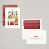 "Reindeer Holiday" - Holiday Cards in Wreath by Griffinbell Paper Co. - Assembled