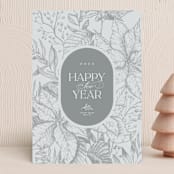 "Vintage Poinsettias" - Holiday Cards in Silverbells by Leah Bisch - Front