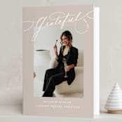 "Gratitude script" - Holiday Cards in Cookie Dough by Creo Study - Folded Card
