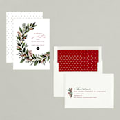 "Floral Wreathe" - Holiday Cards in Candy Cane by Mansi Verma - Assembled