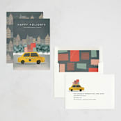 "City Sidewalk" - Holiday Cards in Navy by Creo Study - Assembled