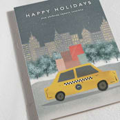 "City Sidewalk" - Holiday Cards in Navy by Creo Study - Detail