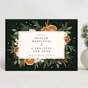 "Fruitful Holiday" - Holiday Cards in Midnight by Susan Moyal - Front