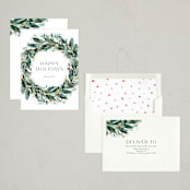 "Watercolor festive wreath" - Holiday Cards in Vert by Jackie Crawford - Assembled