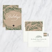 "Leafy Frame" - Holiday Cards in Kraft by Kelly Schmidt - Assembled