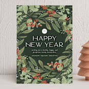 "Floral Flurry" - Holiday Cards in Holly Berry by Leah Bisch - Front