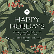 "Floral Flurry" - Holiday Cards in Holly Berry by Leah Bisch - Detail