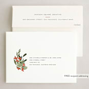 "Floral Flurry" - Holiday Cards in Holly Berry by Leah Bisch - FREE Recipient Addressing