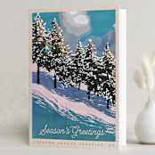 "Snowy View" - Holiday Cards in Winter Sky by Becky Nimoy - Folded Card