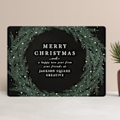 "snowy wreath" - Holiday Cards in Midnight by Ally Madison - Front