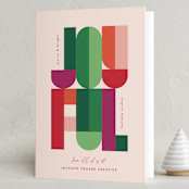 "Merry and Bright Letters" - Holiday Cards in Holly Berry by Lisa McLean - Folded Card