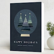 "forest snowglobe" - Holiday Cards in Midnight by Lori Wemple - Folded Card
