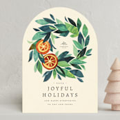 "paper orange wreath" - Holiday Cards in Crème by Anastasia Makarova - Front