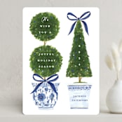 "Festive Topiaries" - Holiday Cards in Harbor by Susan Zinader - Front