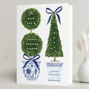 "Festive Topiaries" - Holiday Cards in Harbor by Susan Zinader - Folded Card