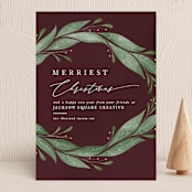 "Textured Wreath" - Holiday Cards in Cranberry by Ally Madison - Front