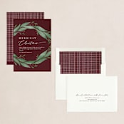 "Textured Wreath" - Holiday Cards in Cranberry by Ally Madison - Assembled