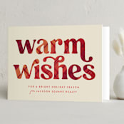 "Warmest Wishes" - Holiday Cards in Berry by Robert and Stella - Folded Card