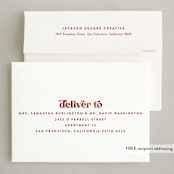 "Warmest Wishes" - Holiday Cards in Berry by Robert and Stella - FREE Recipient Addressing