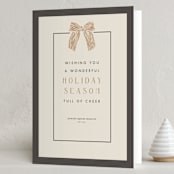 "Watercolor Bow" - Holiday Cards in Charcoal by Cindy Reynolds - Folded Card