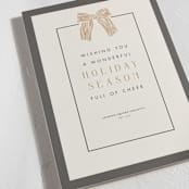 "Watercolor Bow" - Holiday Cards in Charcoal by Cindy Reynolds - Close-Up