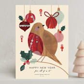 "Robin" - Holiday Cards in Berry by Sarah Knight - Front