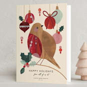 "Robin" - Holiday Cards in Berry by Sarah Knight - Folded Card