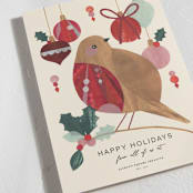 "Robin" - Holiday Cards in Berry by Sarah Knight - Detail
