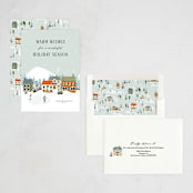 "Let it snow at the village" - Holiday Cards in Blue Spruce by Sherley Ferreira - Assembled