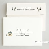 "Let it snow at the village" - Holiday Cards in Blue Spruce by Sherley Ferreira - FREE Recipient Addressing
