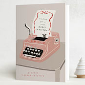 "Vintage Note" - Holiday Cards in Winter Rose by Maja Cunningham - Folded Card
