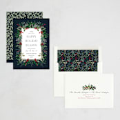 "Greenery Framed" - Holiday Cards in Holly Berry by Susan Moyal - Assembled