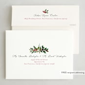 "Greenery Framed" - Holiday Cards in Holly Berry by Susan Moyal - FREE Recipient Addressing