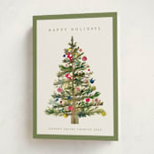 "Watercolor Tree" - Holiday Cards in Sage by Nicole Walsh - Folded Card