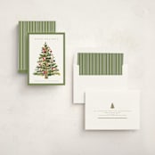 "Watercolor Tree" - Holiday Cards in Sage by Nicole Walsh - Assembled