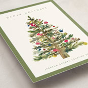 "Watercolor Tree" - Holiday Cards in Sage by Nicole Walsh - Detail
